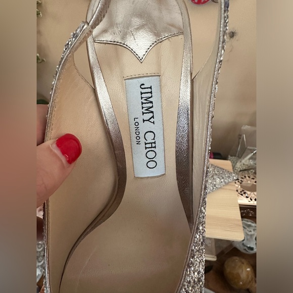 Jimmy Choo Erin 85 glitter slingback pumps silver - Picture 7 of 9